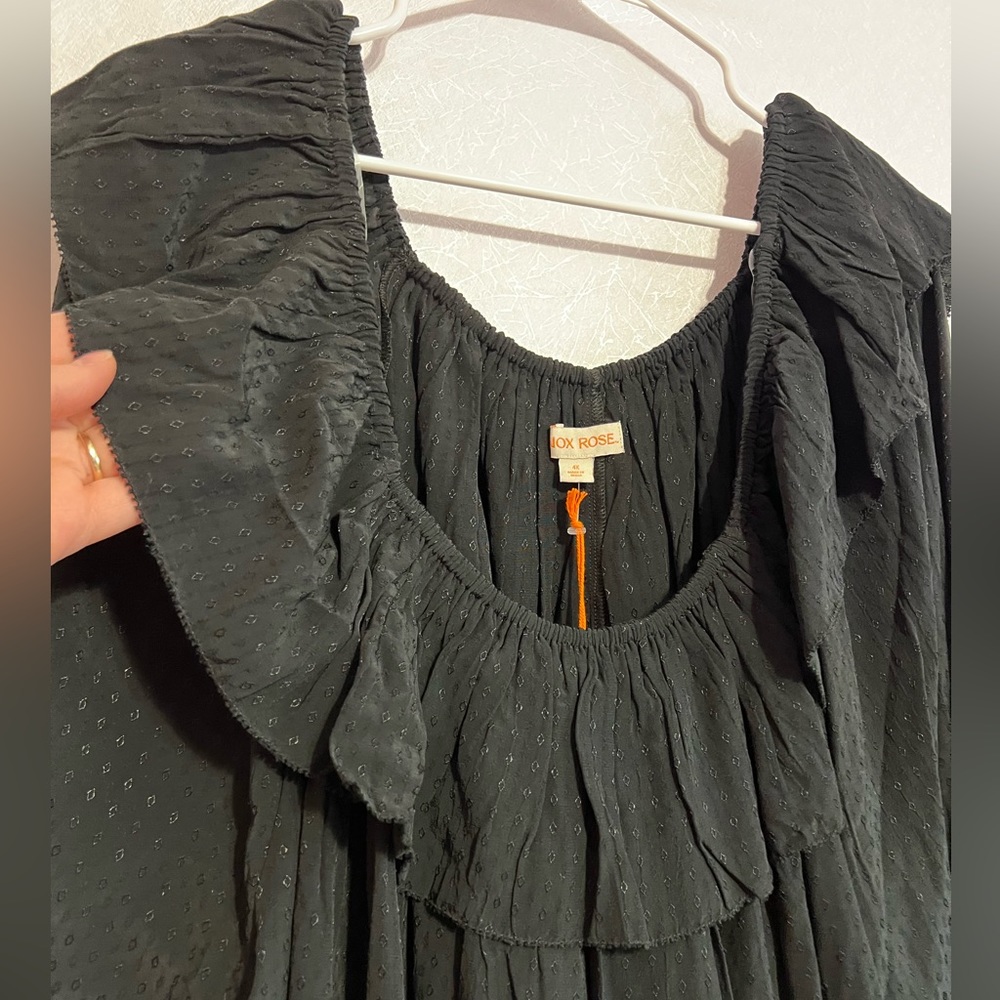 NTW KNOX ROSE BLACK RUFFLE BLOUSE LIGHT FABRIC FLOWY